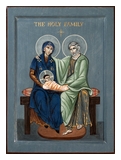 Icon of the Holy Family on a gray-blue background. 2014